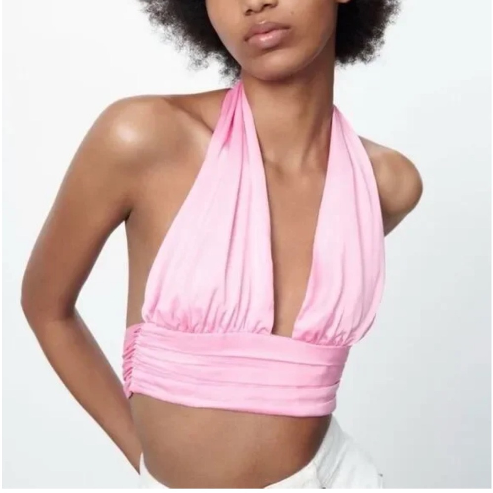 Zara Pink Halter Crop Top Size S